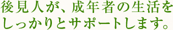 後見人が、成年者の生活をしっかりサポートします。